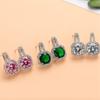 Pendientes de diamantes grandes engastados en quilates con microincrustaciones de estilo coreano, muy populares, con diamantes cuadrados y del mismo estilo, para mujer.