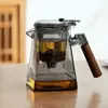 Tetera Elegante de Vidrio de Borosilicato Xinhonghe con Mango de Nogal, Taza con Infusor de Té, Taza de Vidrio para Separar Té y Agua