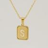 Collar de cadena de clavícula con colgante de 26 letras inglesas huecas de acero de titanio europeo y americano de verano, acero inoxidable 18K dorado arena, para mujer