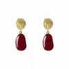 @Oferta Especial Estilo Coreano Simples Geométrico Vinho Tinto Estilo Hong Kong Brincos para Mulheres Fábrica Atacadista
