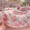 2026 Nuevo Modelo Juego de Cama Estampado de Gasa de Doble Capa tipo Nube de Cuatro Piezas, Funda Nórdica, Juego de Sábanas de Tres Piezas