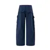 Pantalones rectos de trabajo retro americano para hombre, marca trendy vibe, diseño plisado, multibolsillos, pantalones anchos holgados