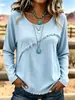 2026 Europeu e Americano Amazon Site Independente Top Retrô Redondo com Franjas Texturizadas Manga Longa Camisa Elegante de Manga Longa