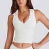 Chaleco Deportivo sin Mangas para Correr, Pilates, Fitness, con Cuello en V y Almohadilla en el Pecho, Solapa de Contraste, Traje de Yoga