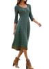 Vestido de Mujer Transfronterizo de Amazon Cuello Redondo Estampado Estilo Bohemio Retro Ajustado Empalme Falda Midi