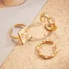 Anillo Articulado Geométrico Creativo de Cara de Bloque, Venta Caliente Transfronteriza Europea y Americana, Conjunto de Anillos Abiertos Cadena Ins