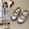 Zapatos de Princesa para Niña con Suela Suave Estilo Otoño Dulces Zapatos Mary Jane Pequeños Zapatos de Cuero para Bebé Ribete de Encaje Plateado Zapatos Individuales para Niños