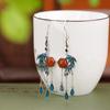 Un Ciervo Plata Esterlina S925 Plata Roja del Sur Moda Nacional Cloisonné Retro Fénix Borla Gancho para la Oreja Aretes Largos Colgantes