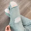 Jeans Bootcut Desgastados de Borde Crudo para Mujer Primavera y Verano 2025 Nuevos de Cintura Alta Aspecto Adelgazante Pantalones de Campana Forma de Herradura