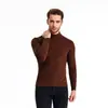 Capa base térmica para hombre, cuello medio-alto, forro polar cepillado por ambos lados, top cálido, camiseta de manga larga de invierno, ropa interior de otoño