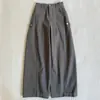 Pantalones Cargo de Sarga de Alta Calidad con Cintura Elástica en la Espalda + Bolsillos para Mujer, Engrosados para Otoño/Invierno, Corte Estrecho/Ancho, con Aberturas