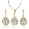 Venta caliente de Amazon pendientes de gota de agua de circón collar para mujer Joyería collar diseño de nicho traje de joyería de moda