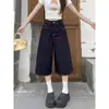 Pantalones Vaqueros Acortados de Pierna Ancha de Cintura Alta Casual Versátil Retro Moda Americana Nuevo Verano 2026 para Mujer