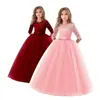 Vestido Infantil Más Vendido de Amazon con Mangas Largas, Adecuado para Edades 3-14, Vestido de Dama de Honor, Suministro Transfronterizo, Vestido de Princesa Europeo y Americano