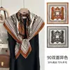Bufanda de Seda y Lana de Doble Cara para Mujer, Nueva de Primavera y Otoño, Resistente al Frío, Cálida, Chal de Seda y Lana, Lujo Ligero, Versátil, Cuadrado de 90