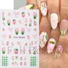 Beleza Total Transfronteiriça Novos Adesivos de Nail Art Primavera Fresca Floral Xadrez Francês Tulipa Adesivos