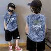 Chaleco Tie-Dye de Algodón 100% para Niño Verano Camiseta sin Mangas Holgada para Niño Chaleco Exterior Casual Delgado