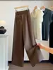 Elegante calça de terno feminina de perna larga, novo estilo de outono, cintura alta, solta, corte reto, com bom caimento, versátil para o trabalho e uso casual