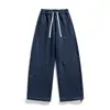 Calças casuais masculinas com caimento solto, novo estilo de designer primavera/outono 2026, nicho de perna larga, corte reto, moletom de modelagem ampla