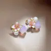 Set de Aretes Nuevos Aretes de Perla Morada Aretes de Flor de Lujo Ligero Mayoreo