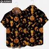 Estación Independiente Transfronteriza Halloween Impresión Digital 3D Manga Corta talla extra para Hombre Holgada Camisa de Fiesta Kuso