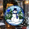 Muñeco de Nieve Azul Color Vidrio Adorno Colgante Decoración Colgante de Vidrio para el Hogar Decoración de Ventana Atrapasoles para el Jardín