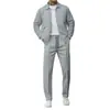 Chegada Nova 2026 Cardigan Masculino de Outono com Zíper e Gola, Malha Waffle, Corte Slim, Conjunto de Jaqueta Masculina
