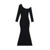 Nuevo Vestido Sexy de Una Sola Manga Larga Ajustado Estilo Kardashian Europeo y Americano para Mujer Otoño e Invierno