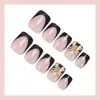Venta Caliente Transfronteriza Europea y Americana Estilo Minimalista Mariposa Dorada 3D Uñas Postizas Francesas Puntas de Uña Trapezoidales Cortas Uñas Portátiles Venta al por Mayor