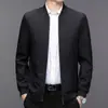 Jaqueta masculina com gola padre, nova coleção primavera/outono 2026, estilo business casual com mangas compridas estampadas, projetada para homens de meia-idade
