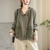 Camisa con Capucha Estilo Retro Artístico Nueva Colección Primavera y Otoño para Mujer, Holgada Talla Grande Casual de Doble Capa de Gasa de Algodón a Cuadros