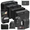 Set organizador de viaje premium, incluye 11 piezas: bolsas para guardar ropa, bolsas con cordón, bolsas para cosméticos y artículos de tocador, y bolsas de malla plegables para almacenamiento
