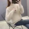 Suéter de cuello alto medio de terciopelo de visón sintético de alta gama para otoño e invierno, top de terciopelo de visón para mujer, camisa de punto suelta y gruesa
