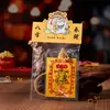 Tarjeta de Protección Amuleto de Gato Pegatina para Teléfono Móvil Tarjeta de Fortuna de Cinabrio Pintada a Mano para Riqueza y Bendiciones Tarjeta de Bendición para Mascotas Amuleto de Seguridad de Gatito de Cinabrio