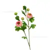 Flores Artificiales para Decoración de Salón de Bodas, Flores de Seda Más Vendidas Transfronterizas para Exhibición en Sala de Estar Interior, Flores Falsas de Tela de Seda, Loto de 5 Cabezas en Tallo Único