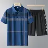 Conjunto Nuevo de Polo de Verano para Hombre Día del Padre Seda de Hielo Manga Corta Pantalón Largo Conjunto de Dos Piezas Ropa Deportiva Casual para Papá