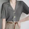 Verão 2026 Novo Estilo Gola Polo Decote V Tricô Manga Curta Elegante Solto Emagrecedor Ombro Normal Gola Reversível Camiseta Top Cardigan