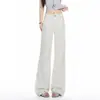 Jeans Feminino Primavera e Verão Novo Estilo Lyocell Denim Cru Não Desbota Stretch Calças de Corte Reto Venda por Atacado em Estoque