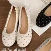 Sapatilhas Redondas Elegantes com Bolinhas para Mulheres, Outono 2026 Novo Slip-On com Solado Macio e Laço Raso