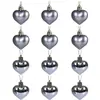 Novo Pingente de Natal Coração Colorido Galvanizado 5cm 12 Peças Bola de Natal Moldada Acessórios de Decoração Brilhante Fosco