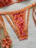 Bikini Nuevo con Estampado Floral 2026, Bikini Sexy de Tira Europea y Americana, Traje de Baño de Dos Piezas Fresco y Sencillo para Mujer con Cuello Halter