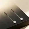 Brincos de Franja Coração Estilo Coreano e Japonês para Mulheres, Moda Versátil de Nicho de Luxo Brincos Coração de Pêssego com Zircônia Presente