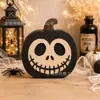 Decoraciones de repisa de chimenea de bandeja escalonada de Halloween sombrero de bruja a rayas pajarita de lunares calabaza adornos decorativos independientes