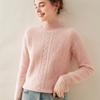 Suéter 100% Cachemira para Mujer, Cuello Medio Alto, Tejido de Cable Grueso de Tres Hebras, Camiseta Básica de Punto de Manga Larga Adelgazante, Suéter de Punto Versátil