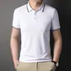 Cross-border verão nova camisa polo de cor sólida homens fino moda confortável respirável manga curta camiseta masculina casual