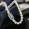Acessórios DIY Prata de Lei S925 Diamante Azul Pérola Fivela de Colar Elegante Moda Pulseira Fivela Plug Fivela 5-9mm