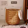 Cesto de roupa suja de imitação de Rattan, cesto de armazenamento de roupas sujas de Rattan trançado, cesto de roupa suja doméstico, cesto de armazenamento de toalhas de hotel, cesto de roupa suja à prova d'água