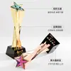 Novo troféu de metal e cristal de luxo criativo feito sob medida para premiações de vencedores de eventos e funcionários de destaque, comemorando competições