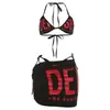Ropa interior europea y americana Y2K de chica popular con estampado de letras, top sin espalda con cordones en la espalda, minifalda sexy ajustada, venta al por mayor