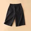 Shorts de Lino de Algodón para Mujer Verano Sueltos Delgados Transpirables Elastómero Cintura Alta Pierna Ancha Pantalones Combinables Adelgazantes Hasta la Rodilla Casuales